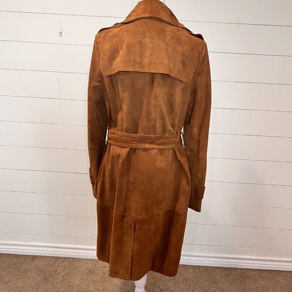 Antonio Melani Brown Suede Full Length Belted Coap Size M - Picture 5 of 9